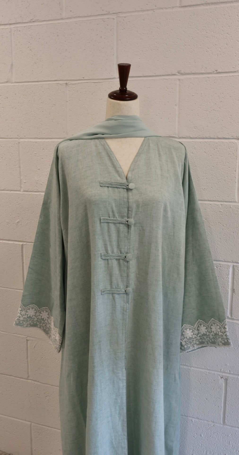 Sora-Linen Two Piece-Abaya Set-Soft Mint