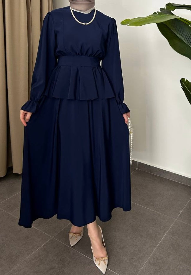 Mina- Navy blue-Skirt set