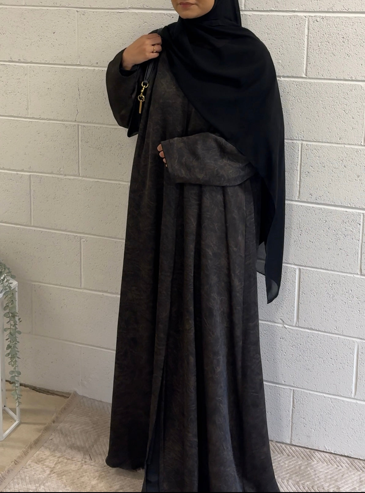 Mahnoor-Two-Piece Abaya Set-Black