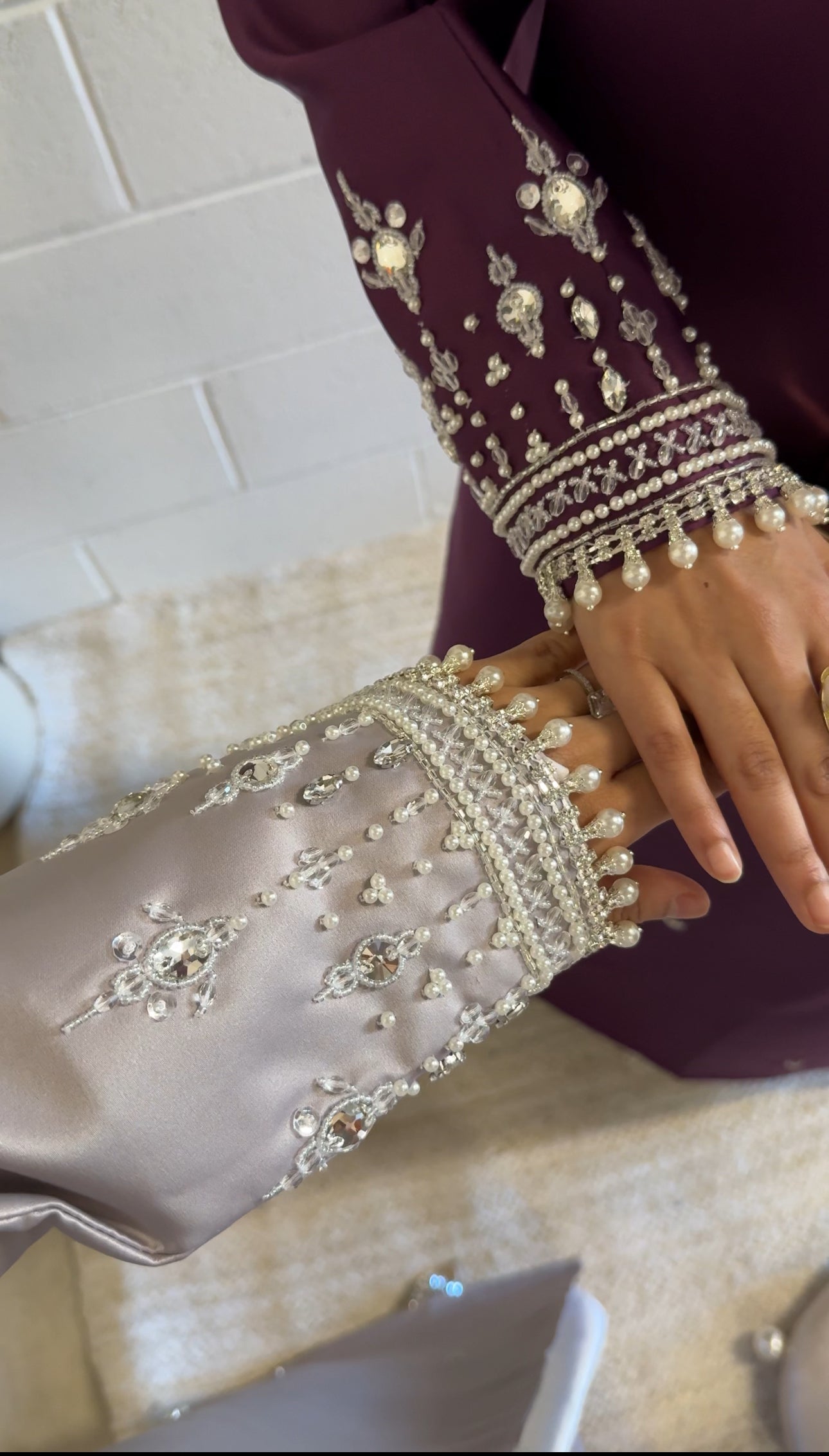 Nora-Three Piece Abaya Set-Dark purple