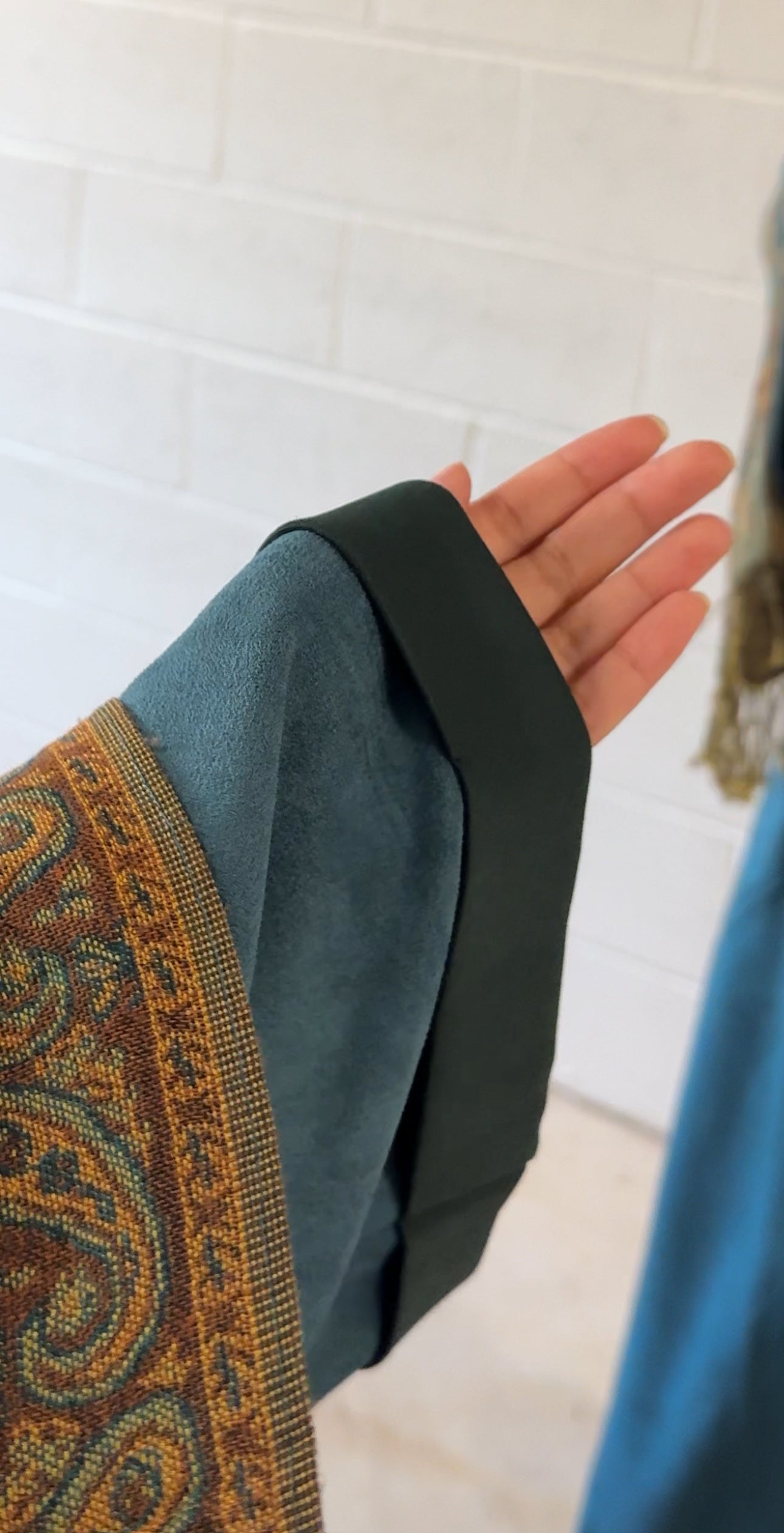 Malika-Suede Winter Abaya-Dark Teal