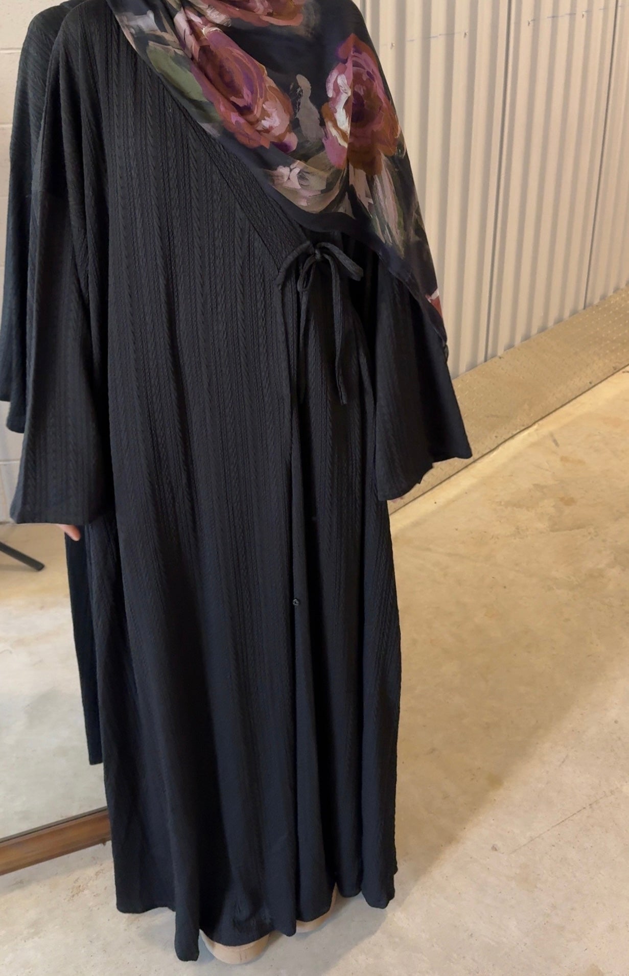 Haya-Two-piece-Knitted Abaya set-Black