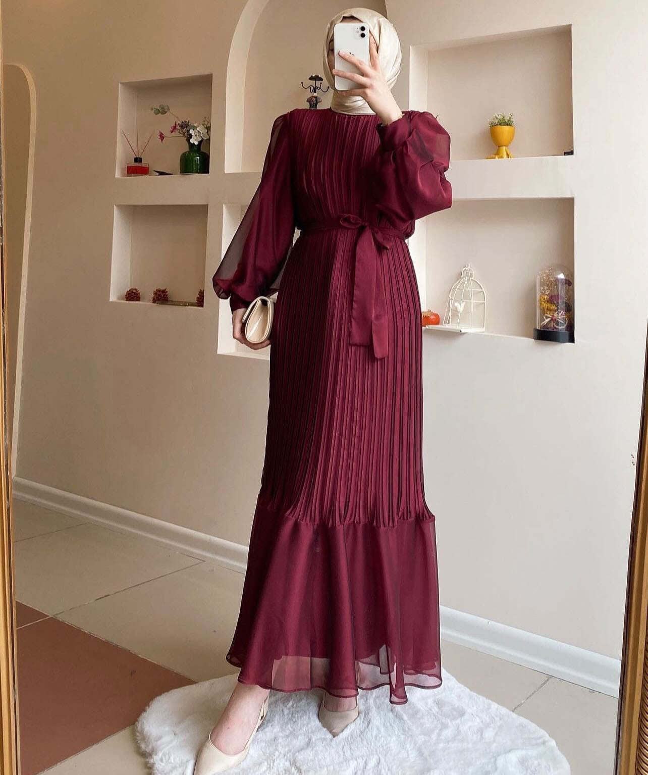 Ayesha-Dark Maroon-Luxury Chiffon Dress
