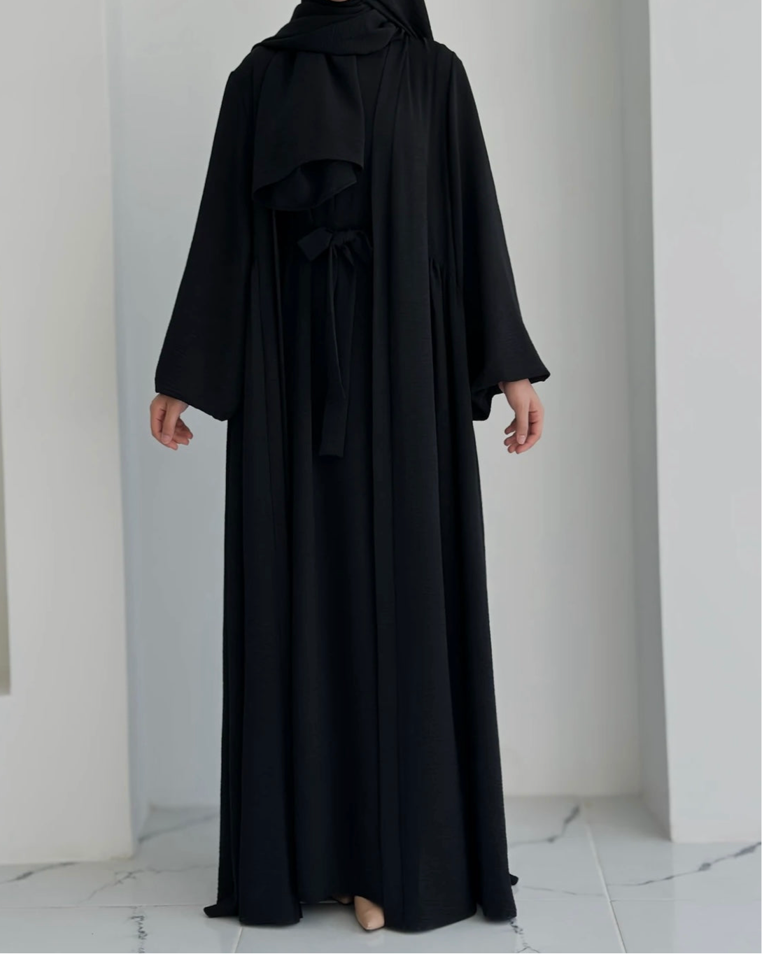 Aamina-Four-Piece Abaya Set-Black