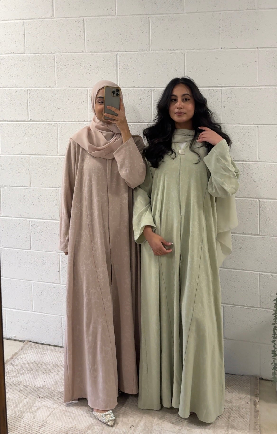 Amyra-Two-Piece Abaya Set-Tea Green