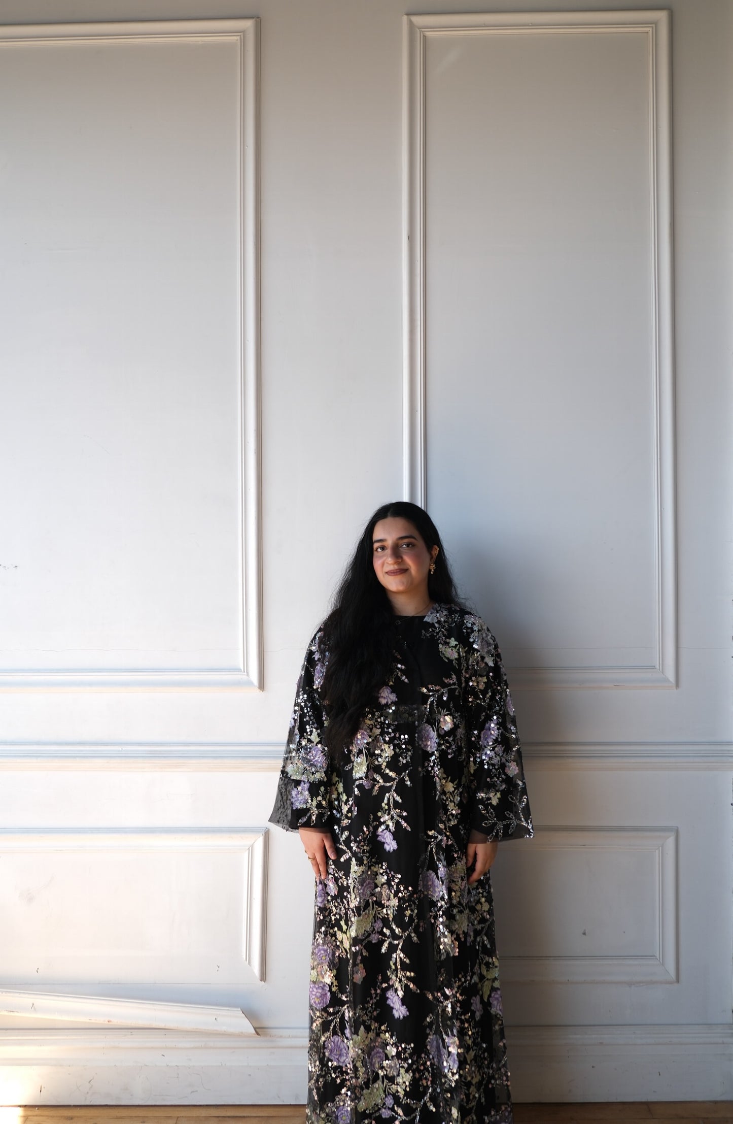 Nouri-Heavy Flower Work-Black Abaya Set