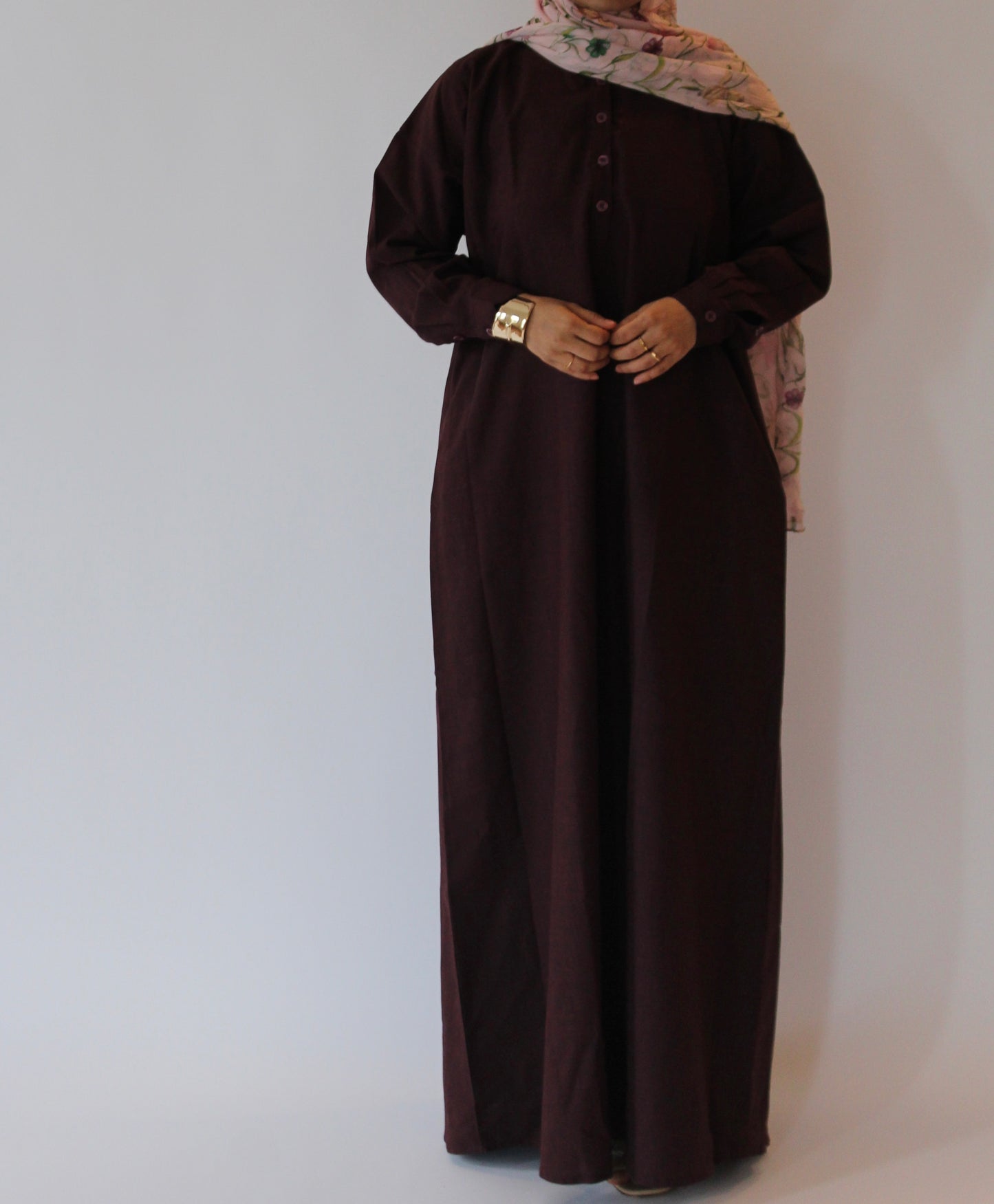 Shirt Abaya-Front button-Dark Berry