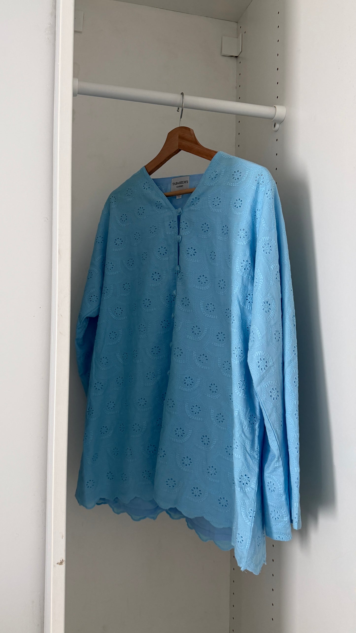 Aya-Front Button-Cotton Top-Blue