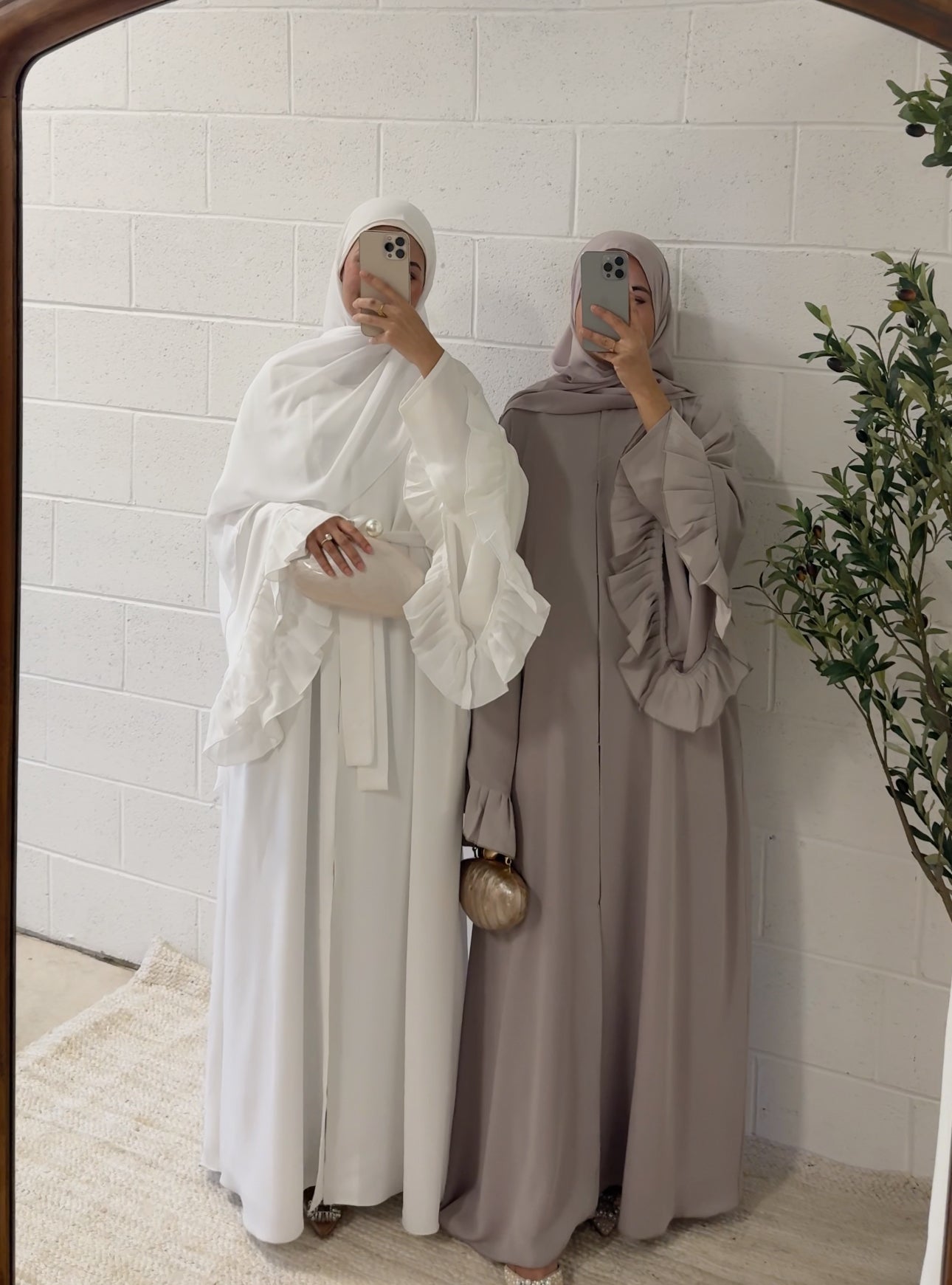 Imaan- Three-piece Abaya Set-White