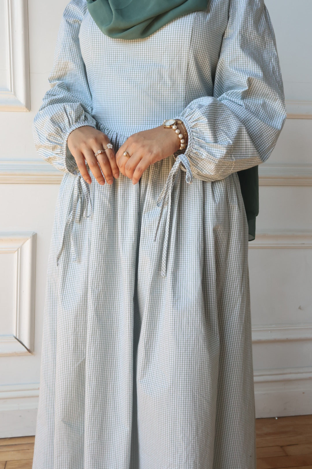 Gingham-Dropped Waist-100%Cotton Dress