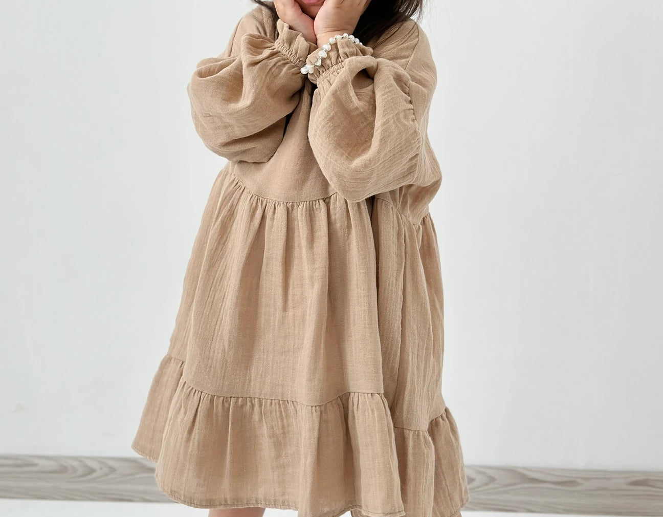Baby Girl Dress+Bow-Tan