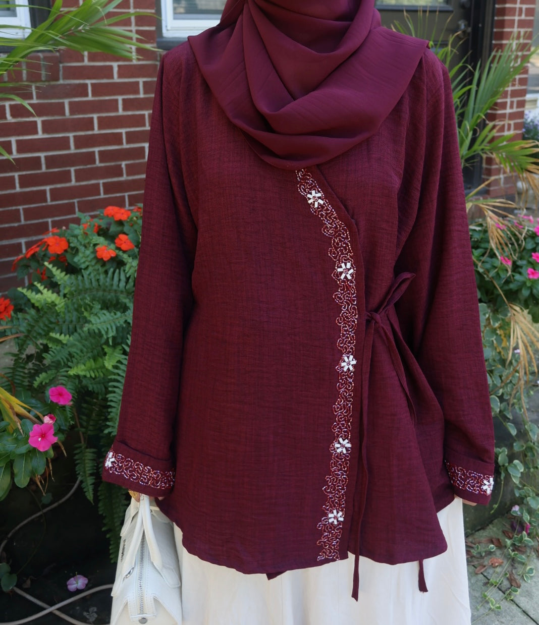 Hana-Handwork Blouse- Burnt Maroon