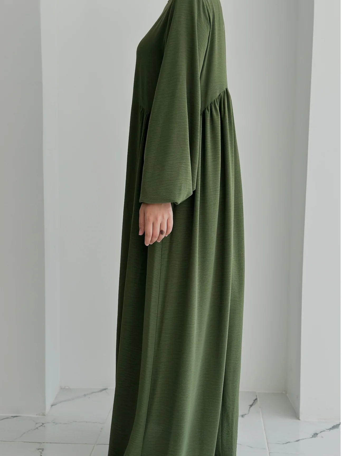 Aamina- Dress+Hijab-Olive-Nursing Friendly
