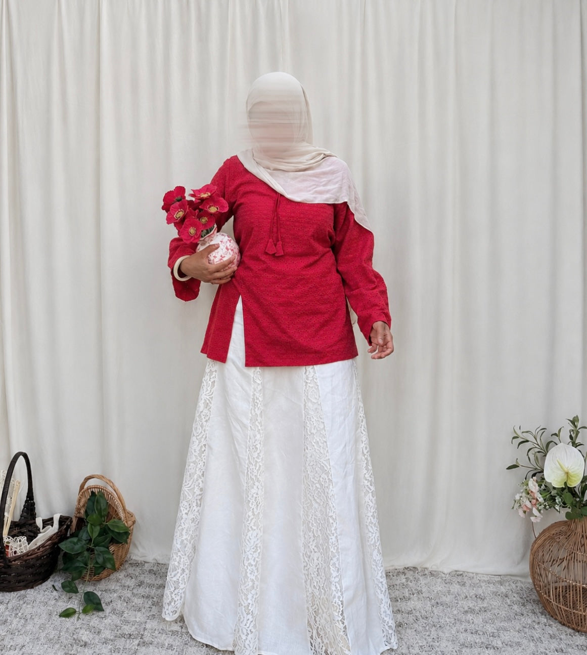 Lily Cotton Top-Red