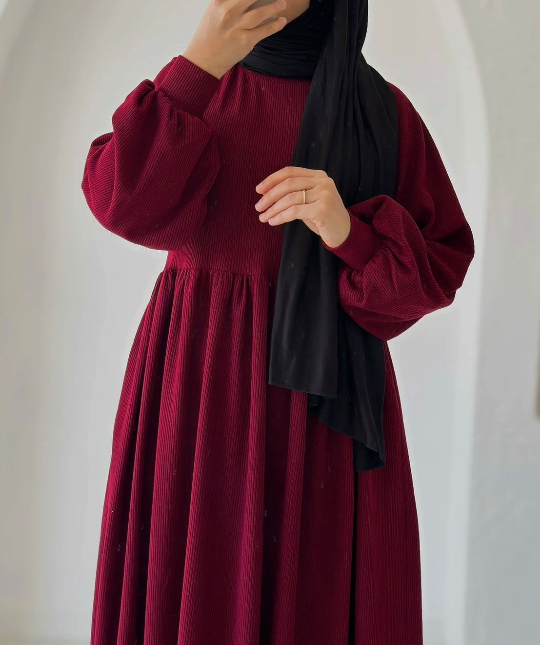 Amira-knitted Dress-Cherry