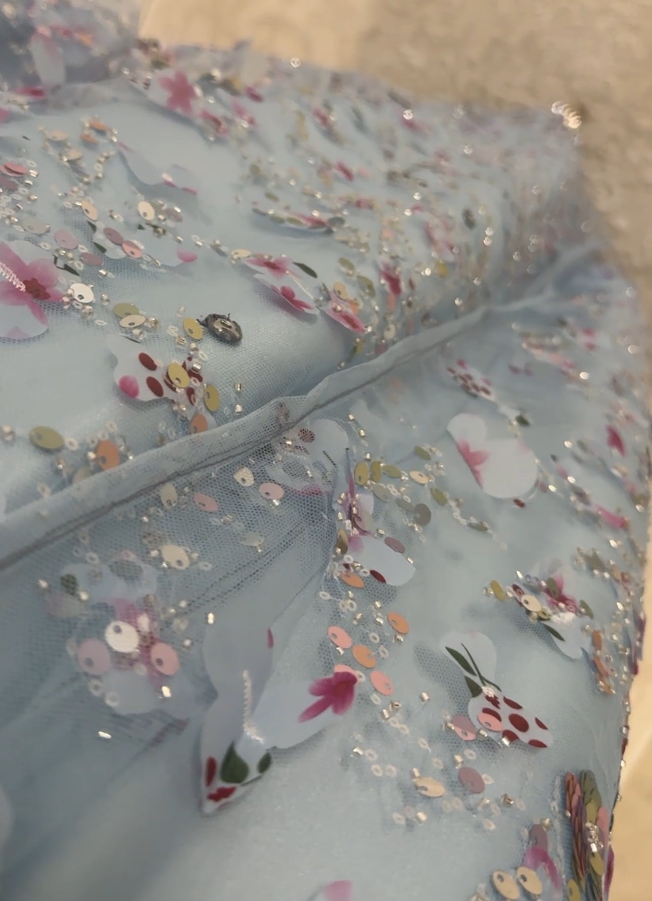 Nouri-Heavy Flower Work-Blue Abaya set