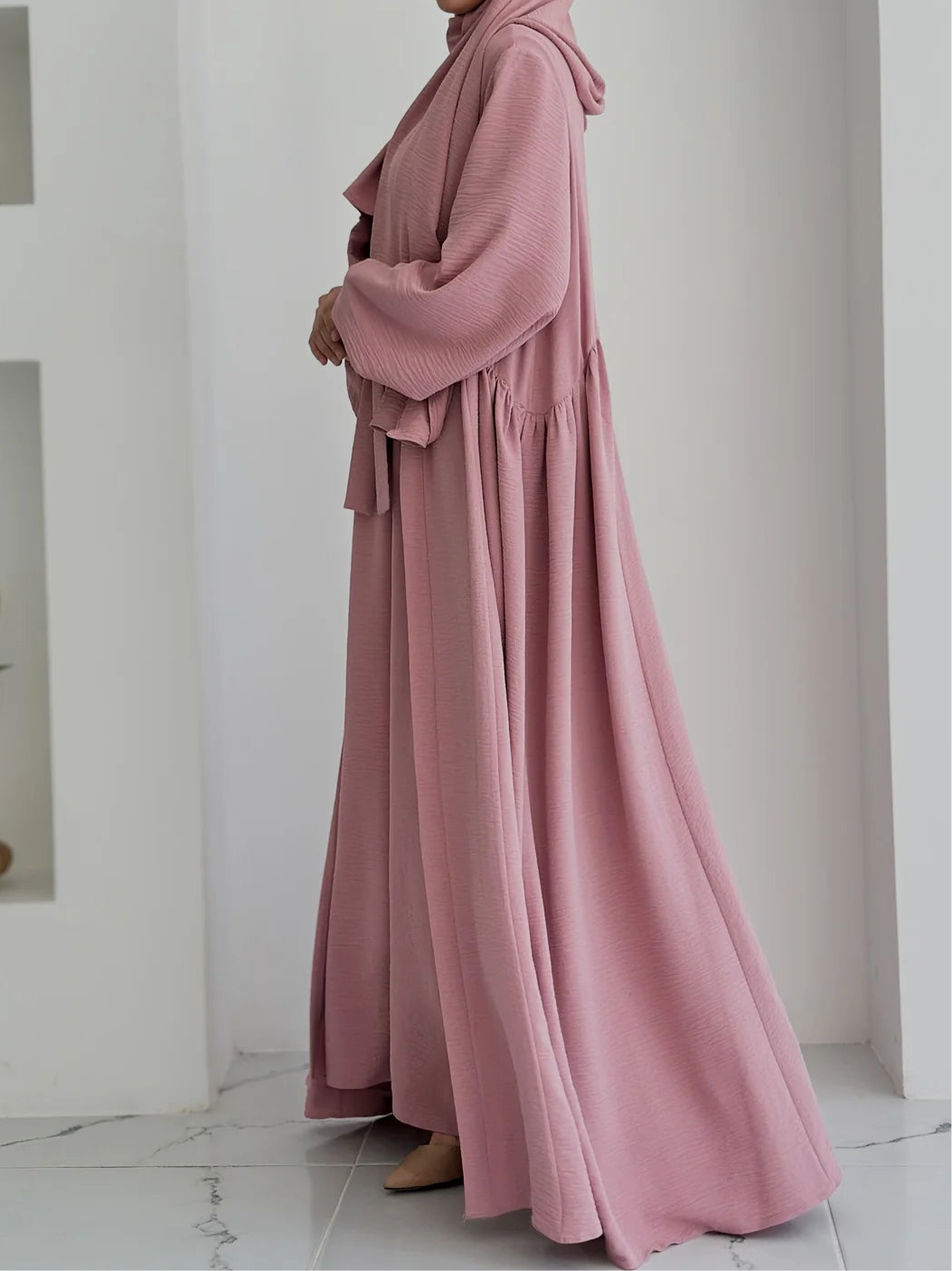 Aamina-Four-Piece Abaya Set- Pink
