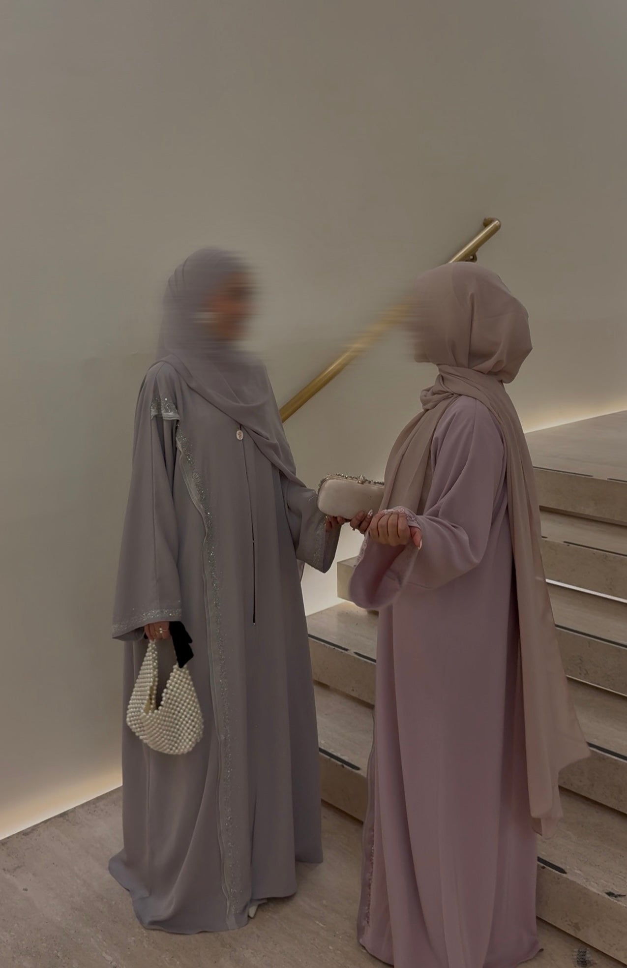 Zeenat-Three-piece Abaya Set-Stone