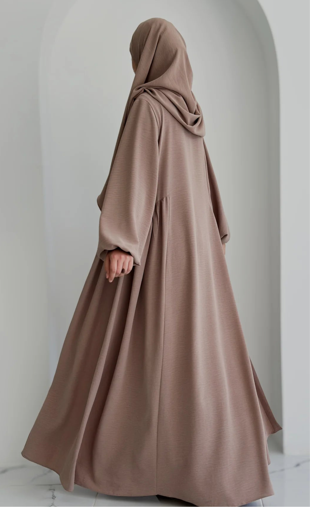 Aamina-Four-Piece Abaya Set- Mocha