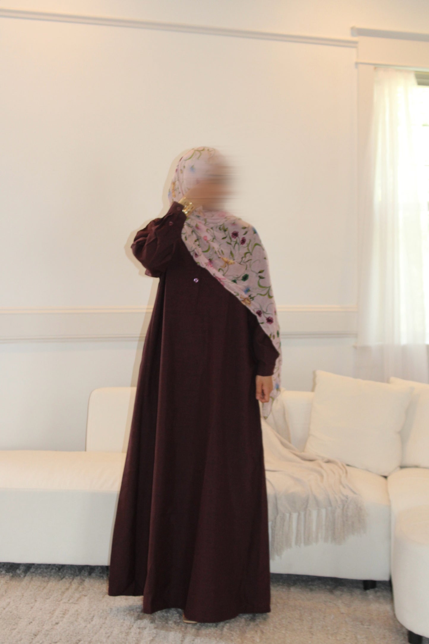 Shirt Abaya-Front button-Dark Berry