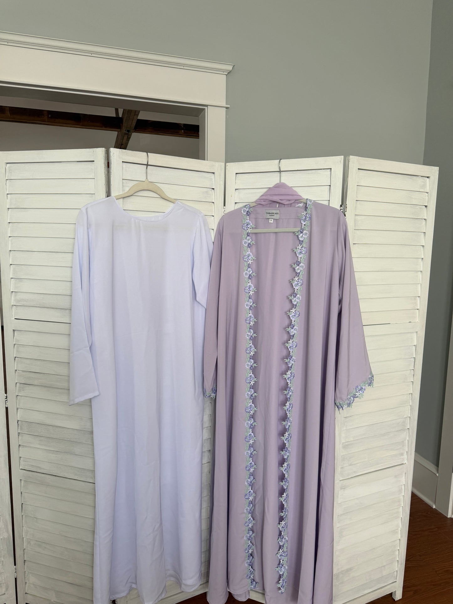 Afrin-Four Piece Lace-Abaya set- Lavender