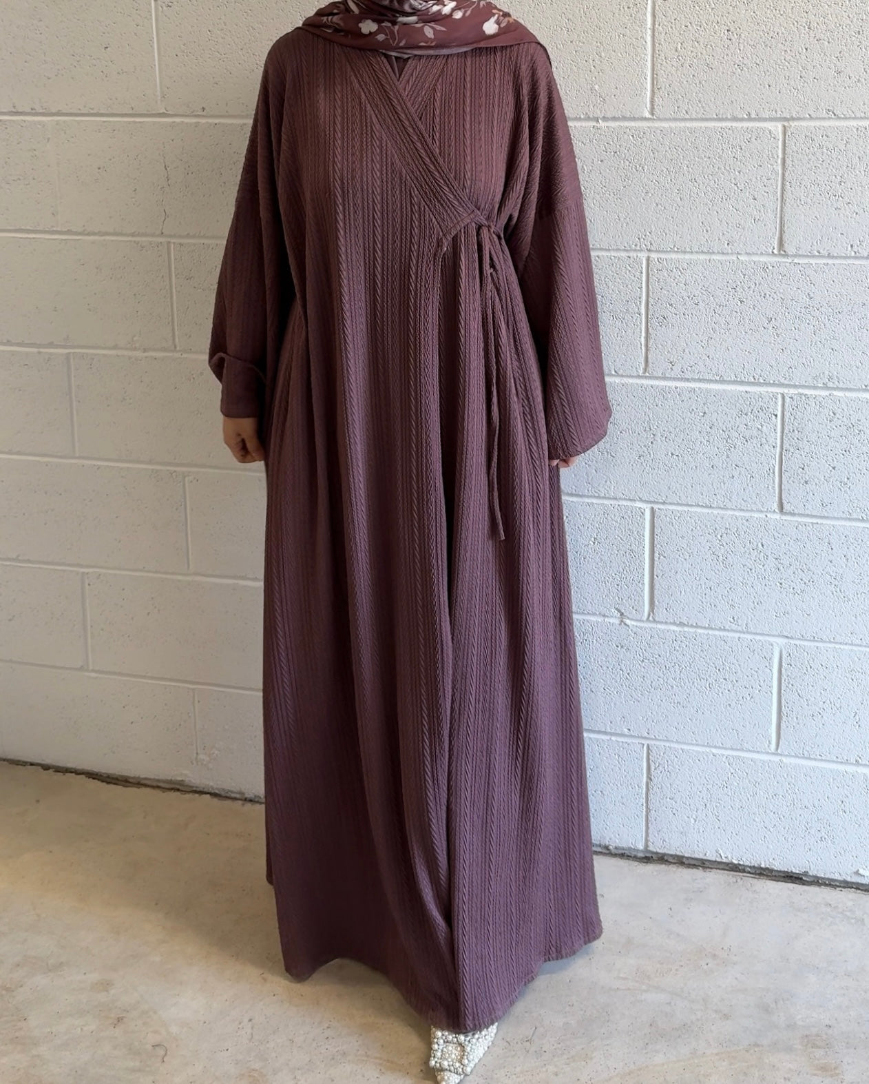 Haya-Two-piece-Knitted Abaya set-Mauve