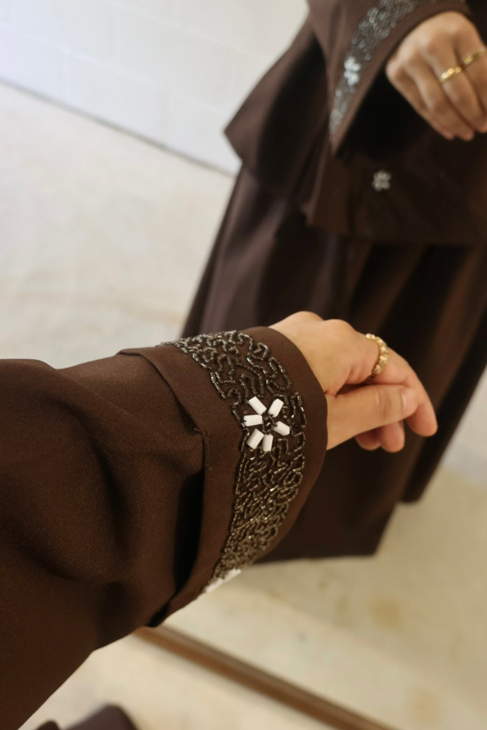 Hana-Handwork-Two-Piece Skirt Set-Chocolate Brown