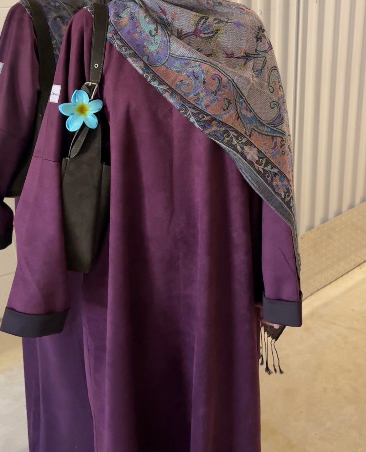 Malika-Suede Winter Abaya-Tyrian Purple