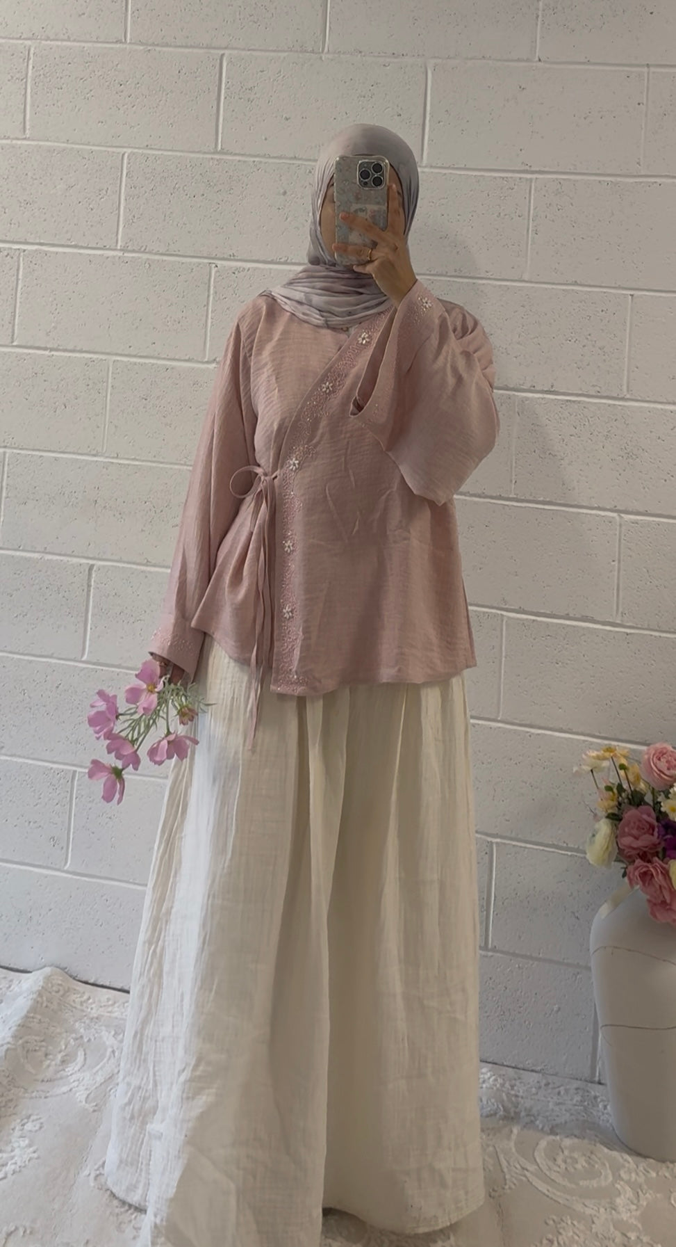 Hana-Handwork Blouse- Pink