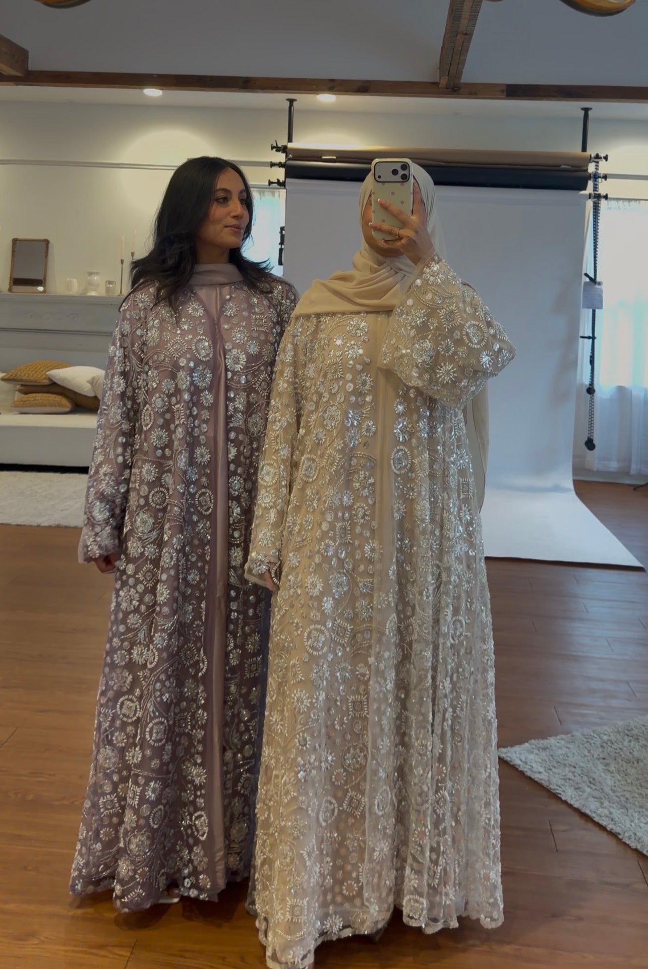Roya-Heavily embellished-Abaya Set-Honey Beige