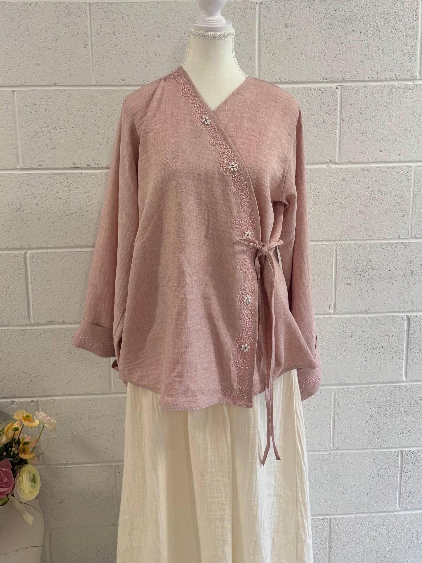 Hana-Handwork Blouse- Pink