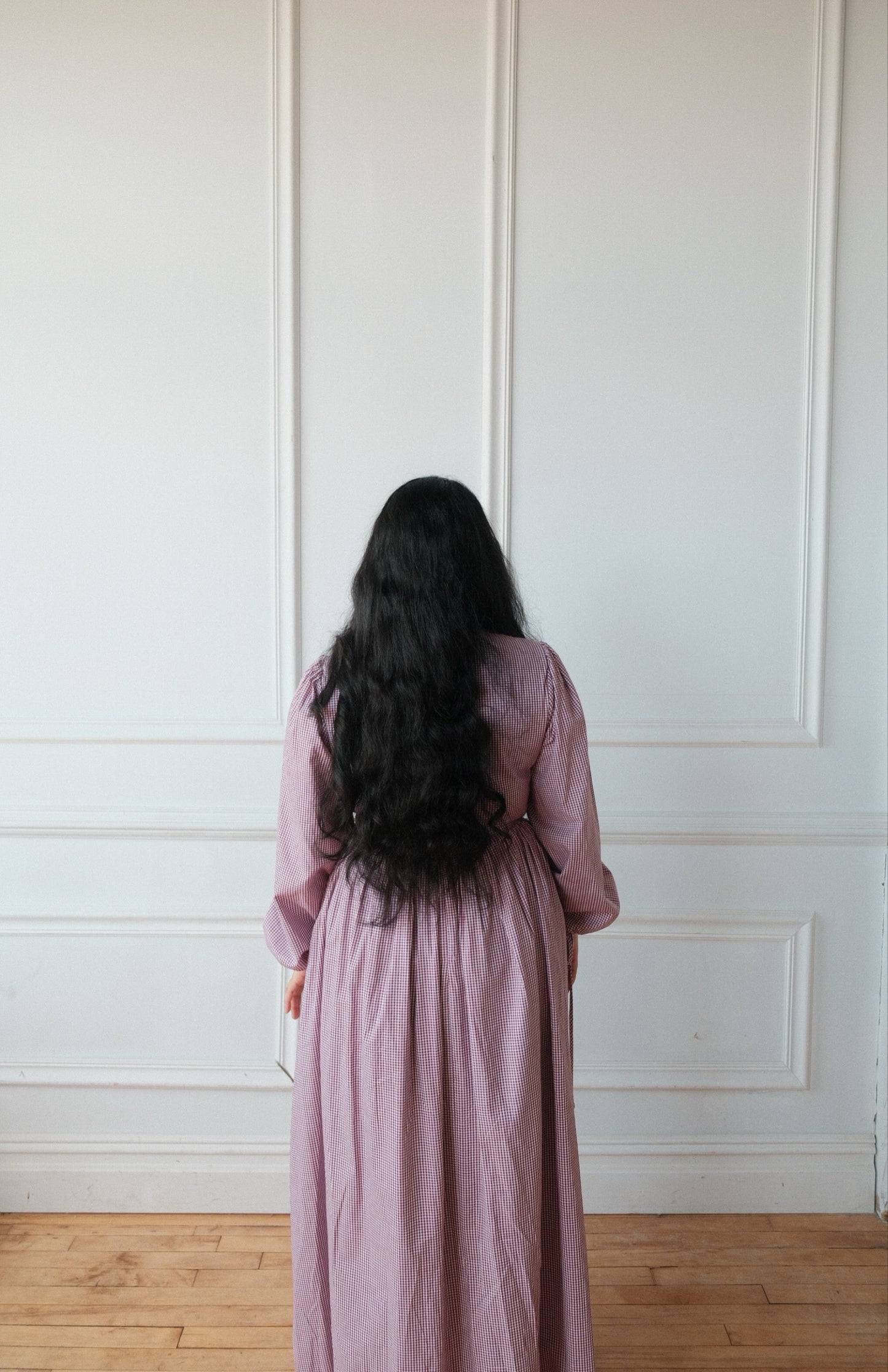 Gingham-Dropped Waist-100%Cotton Dress
