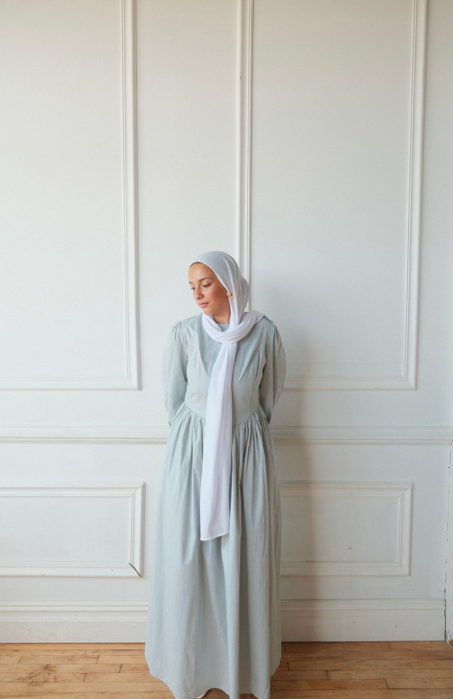 Gingham-Dropped Waist-100%Cotton Dress