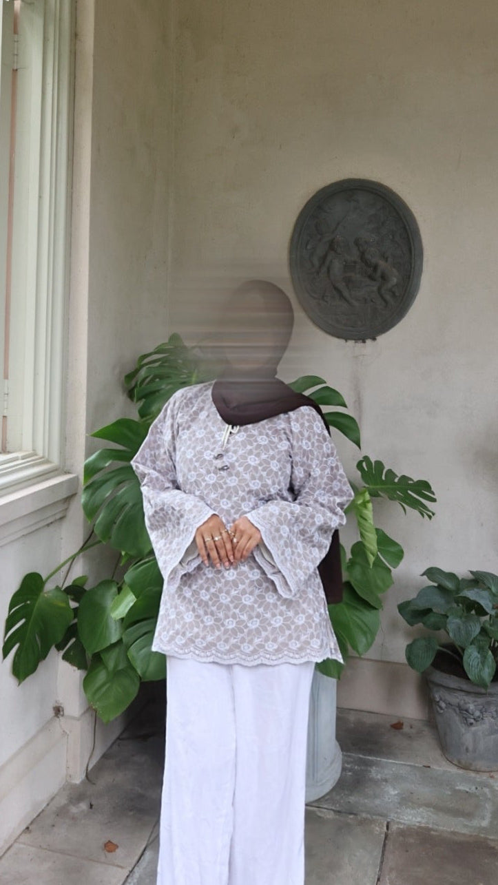 Jasmine Cotton Top-Mushroom Taupe