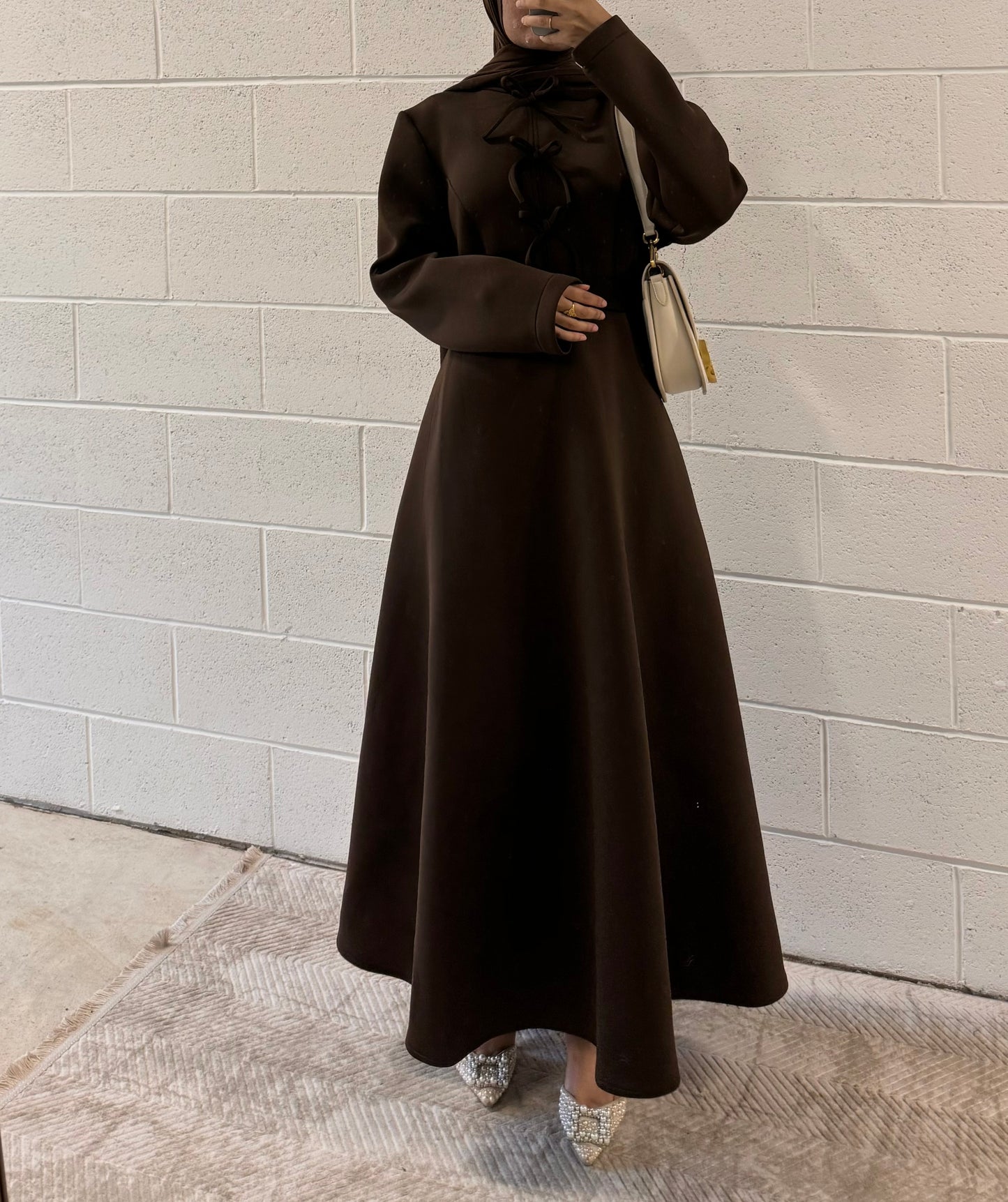 Aylin-Winter Scuba Dress-Brown