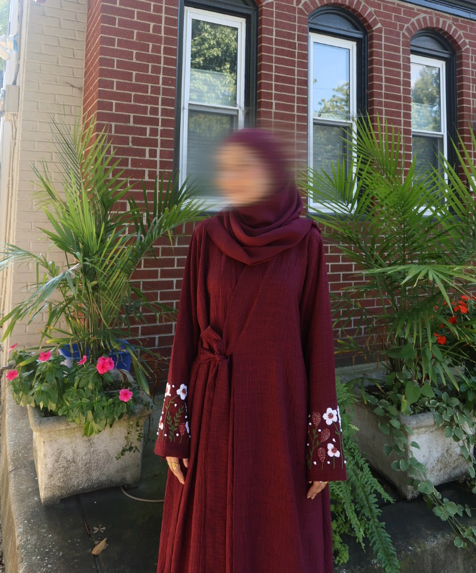 Warda-Abaya+Hijab-Burnt Maroon