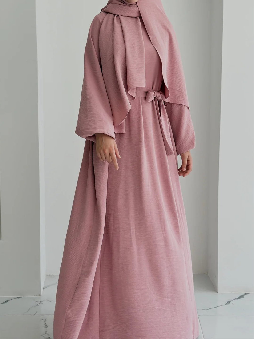 Aamina- Dress+Hijab-Pink-Nursing Friendly