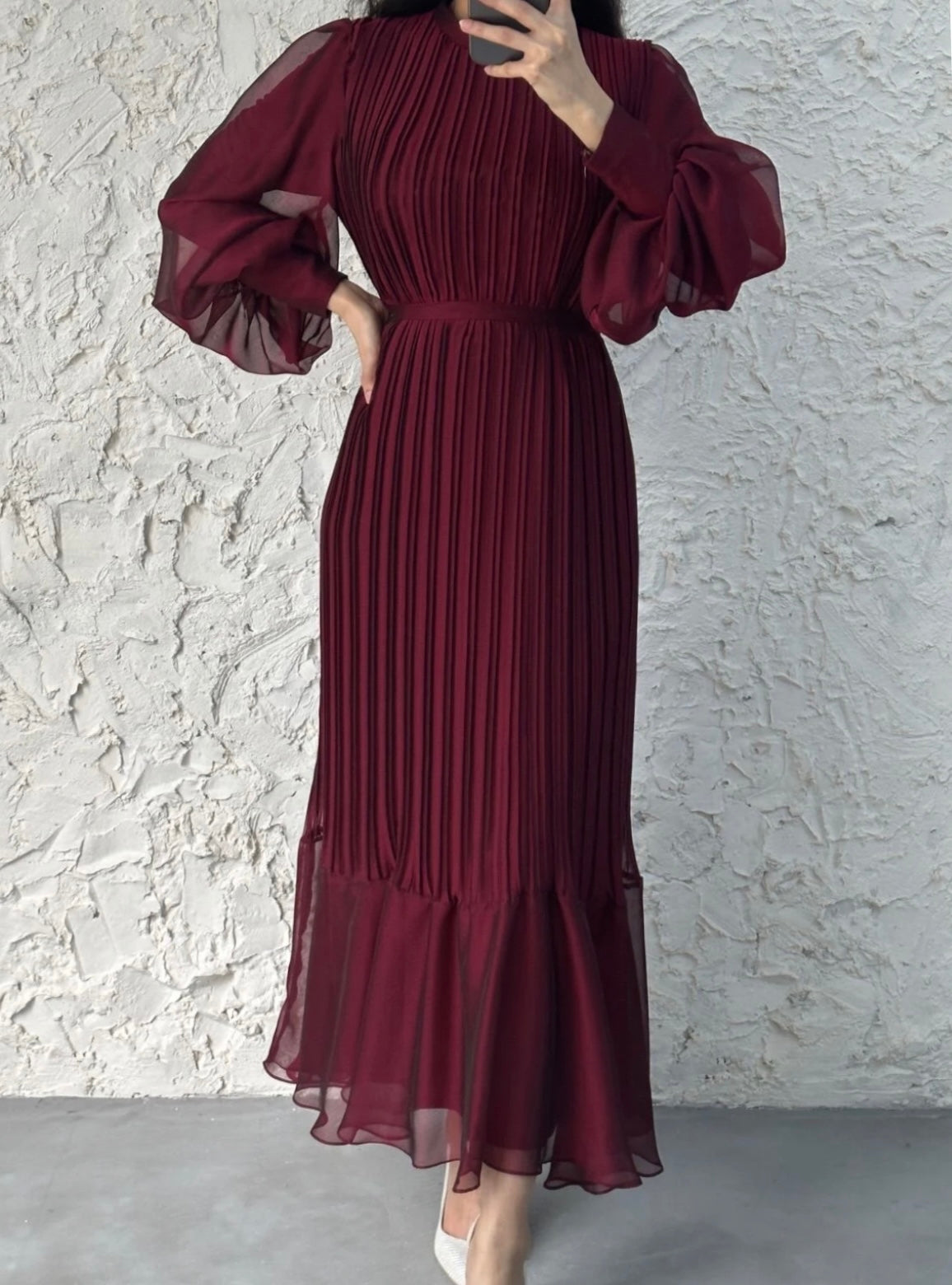 Ayesha-Dark Maroon-Luxury Chiffon Dress