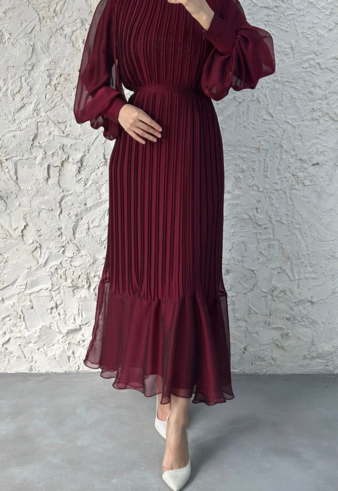 Ayesha-Dark Maroon-Luxury Chiffon Dress