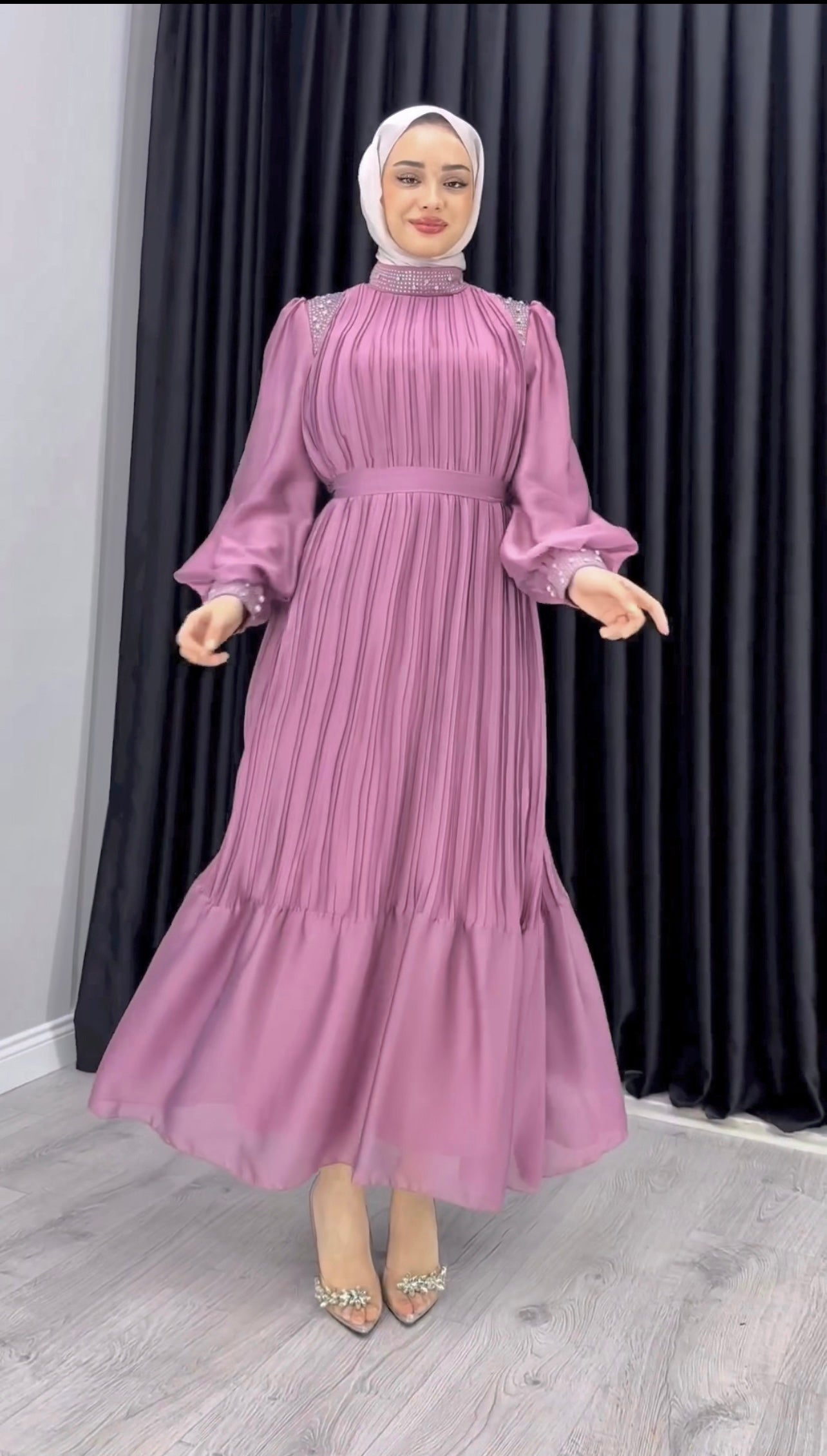 Pink- fully lined-Evening Maxi Dress