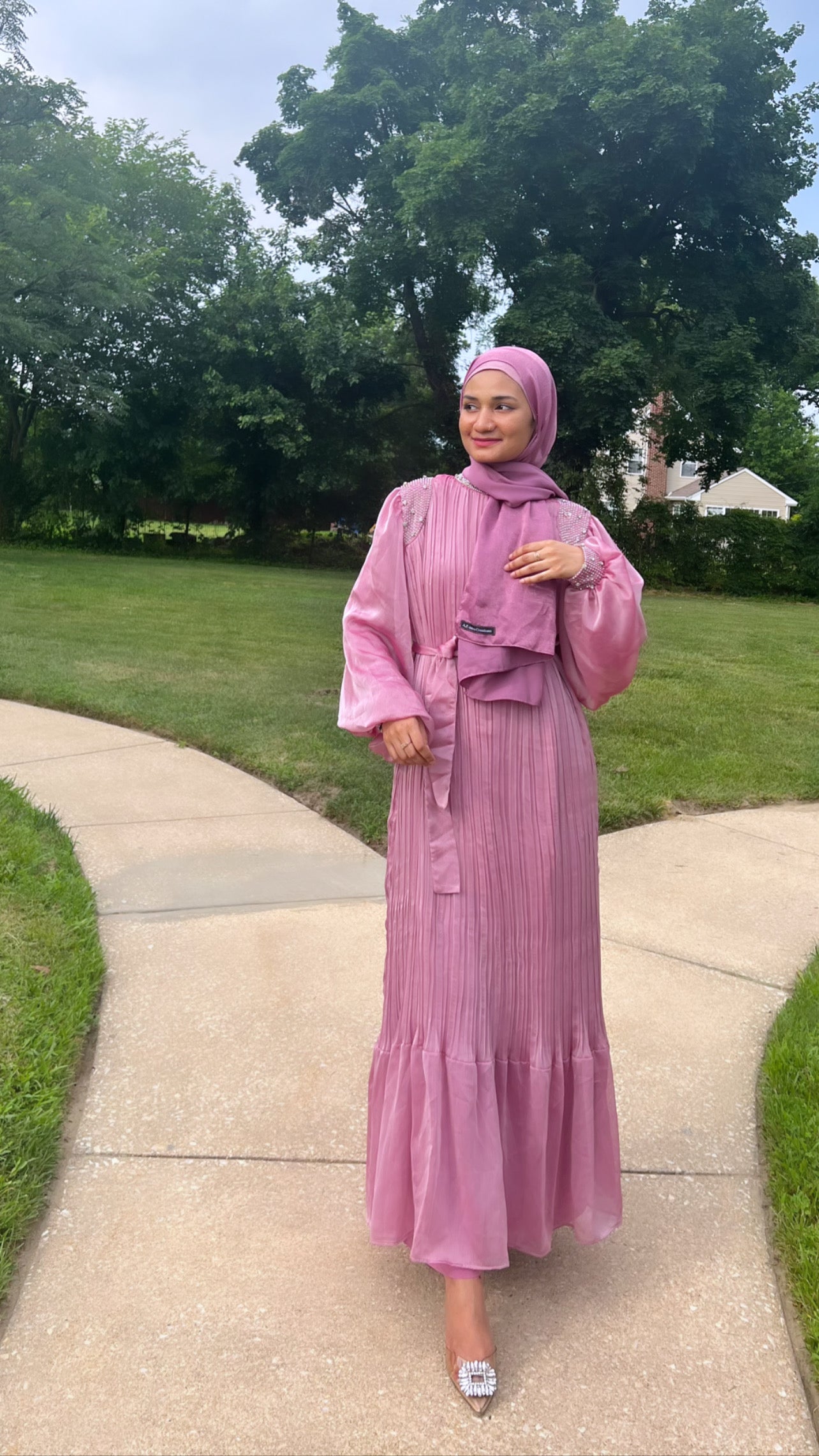 Pink- fully lined-Evening Maxi Dress Tabassumscloset Pink- fully lined-Evening Maxi Dress Tabassumscloset