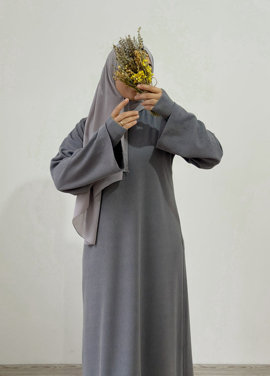 Ayah-knitted Dress Gray+Arm Sleeves