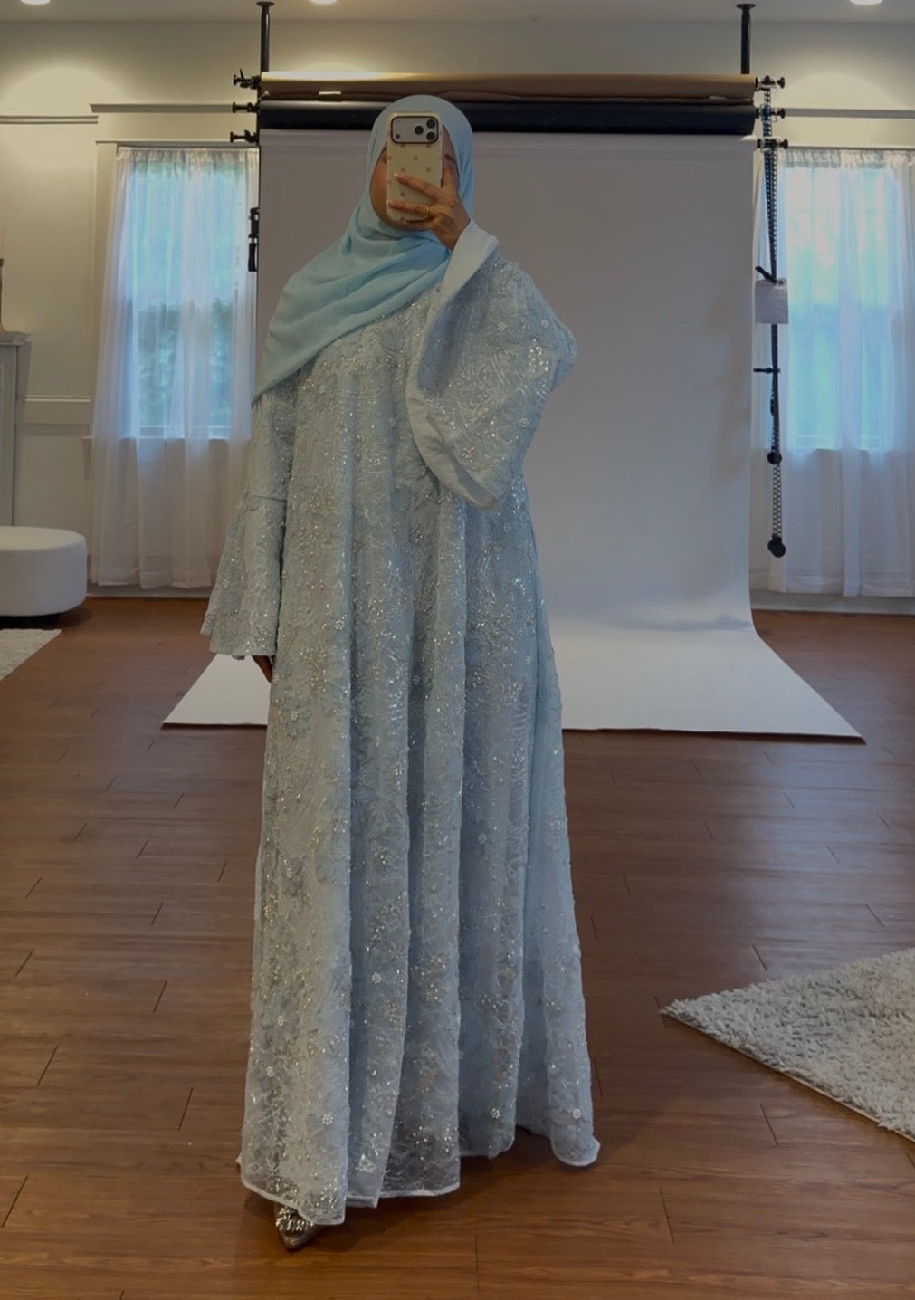 Farasha-Lace Embellished Abaya Dress