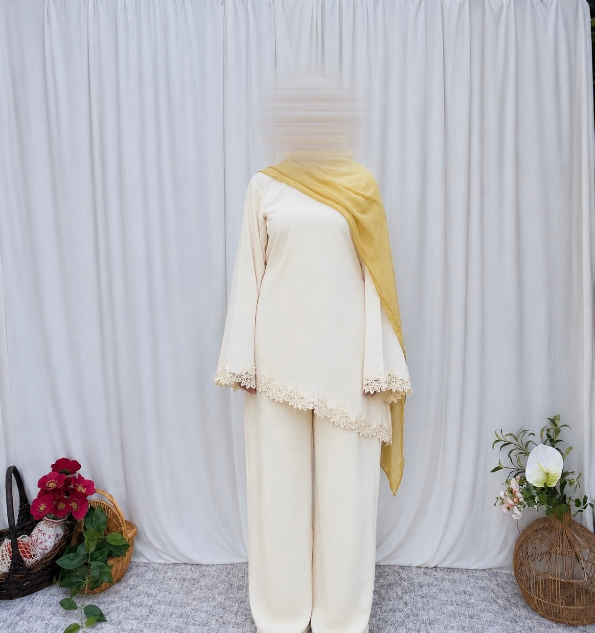 Ella- Asymmetrical-Lace Top-Butter Yellow