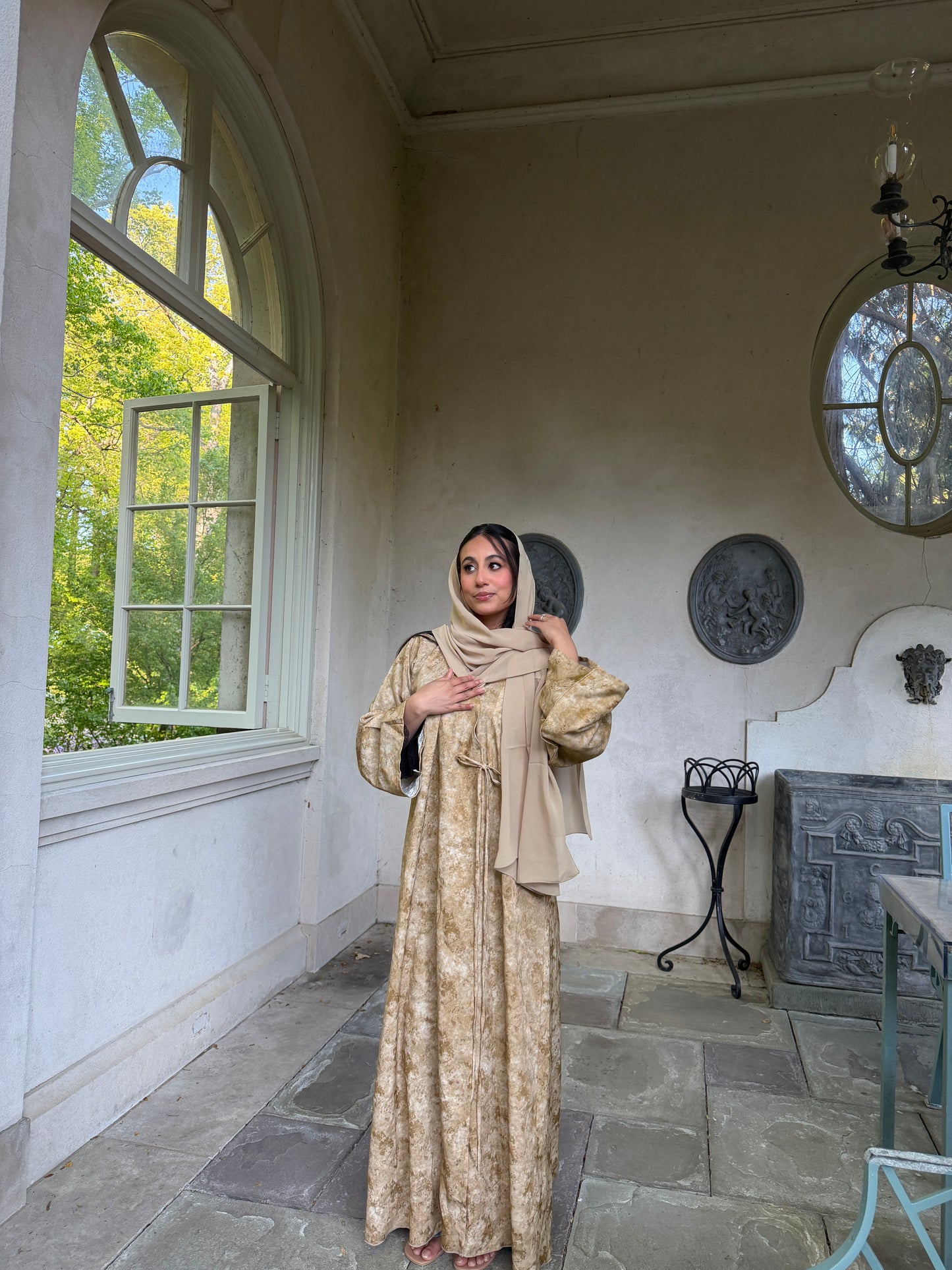 Hayat-Three Piece-Abaya set-Moss