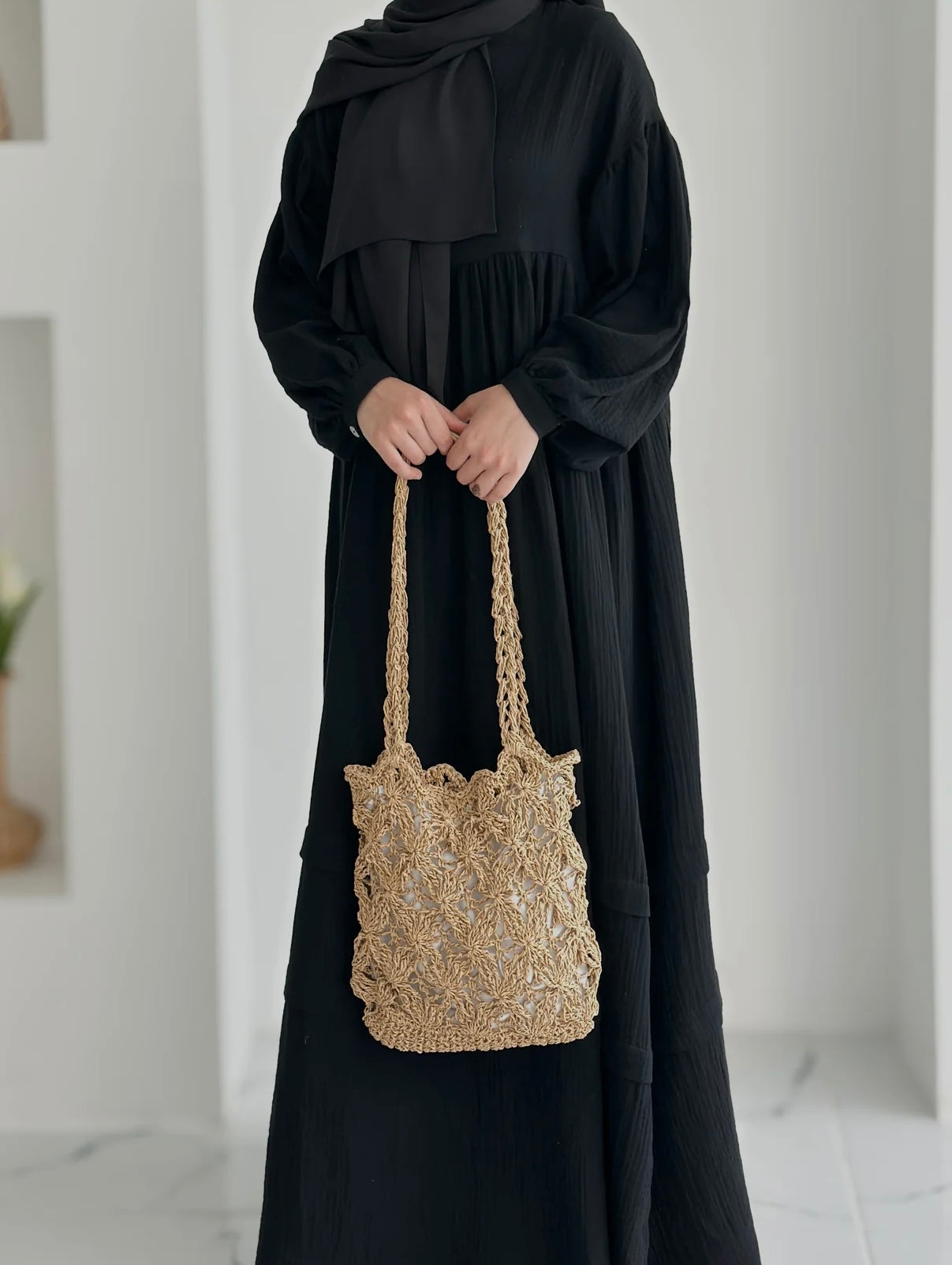 Farah-Organic Muslin Dress-Black