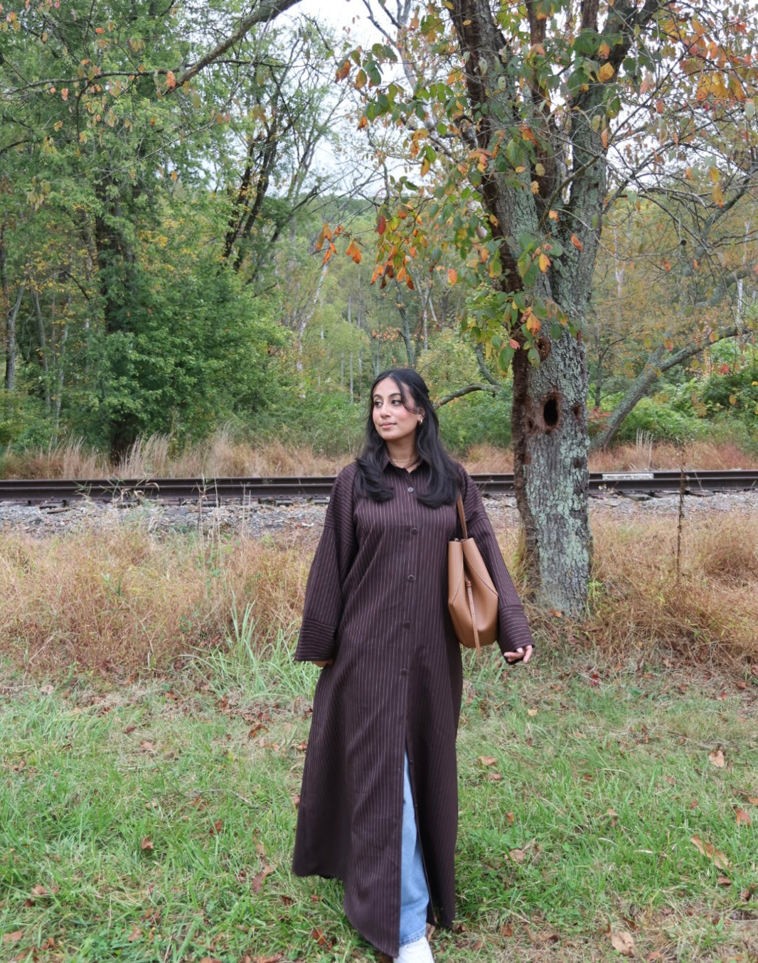 Button- Shirt Abaya+Hijab- Coffee