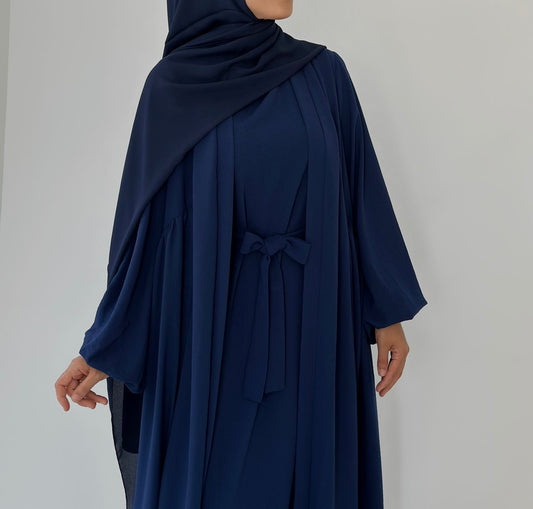 Tabassum-Four-Piece Abaya Set-Navy