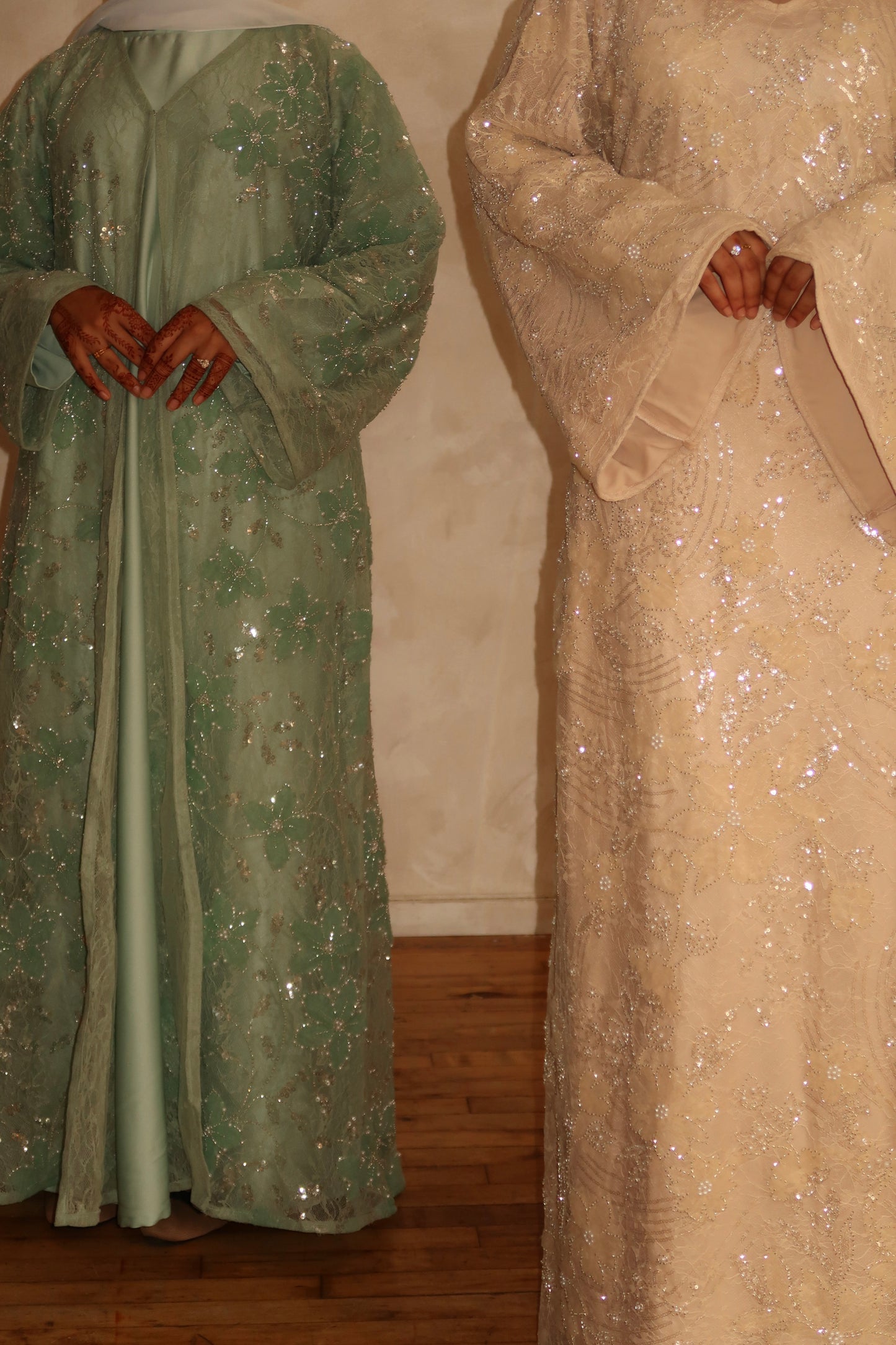 Jasmine -Lace Embellished-Four Piece-Abaya Set