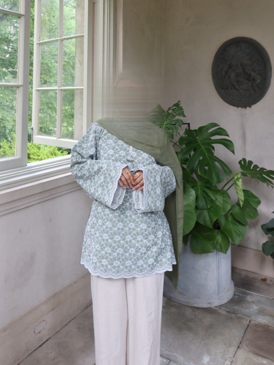 Jasmine Cotton Top-Sage